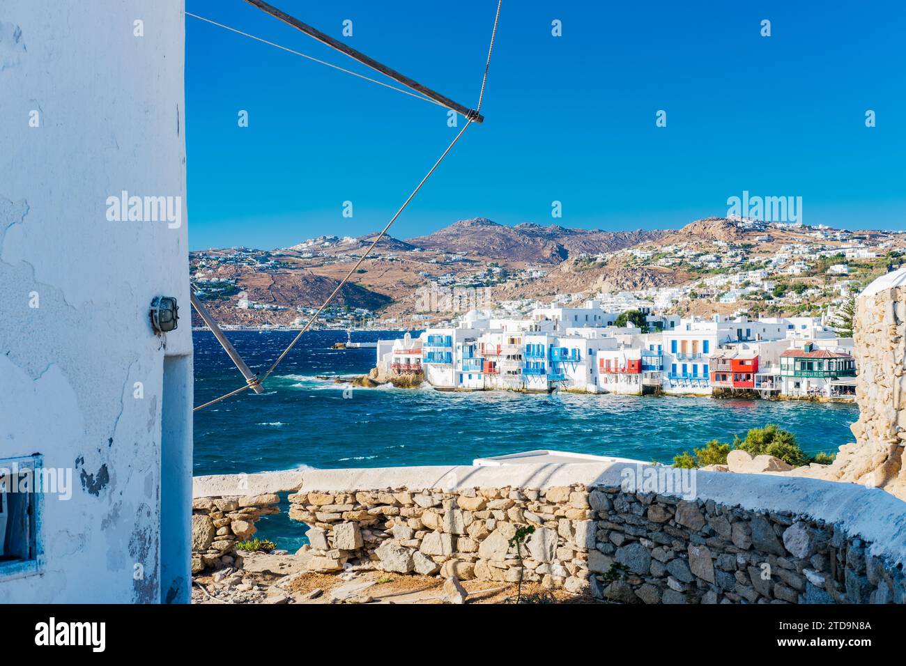 Alefkandra, das kleine Venedig, in der Altstadt von Mykonos, Chora Stockfoto
