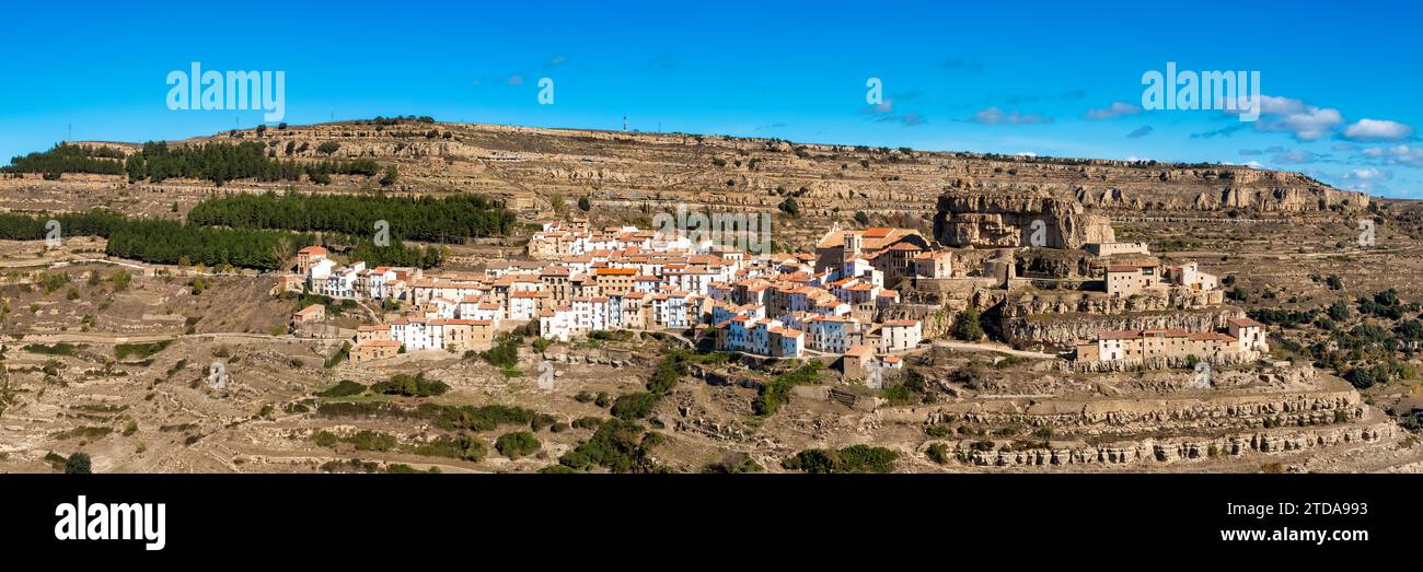 Ares del Maestrat, auf Spanisch auch Ares del Maestrazgo oder einfach Ares genannt, ist eine Gemeinde in der Provinz Castel Stockfoto