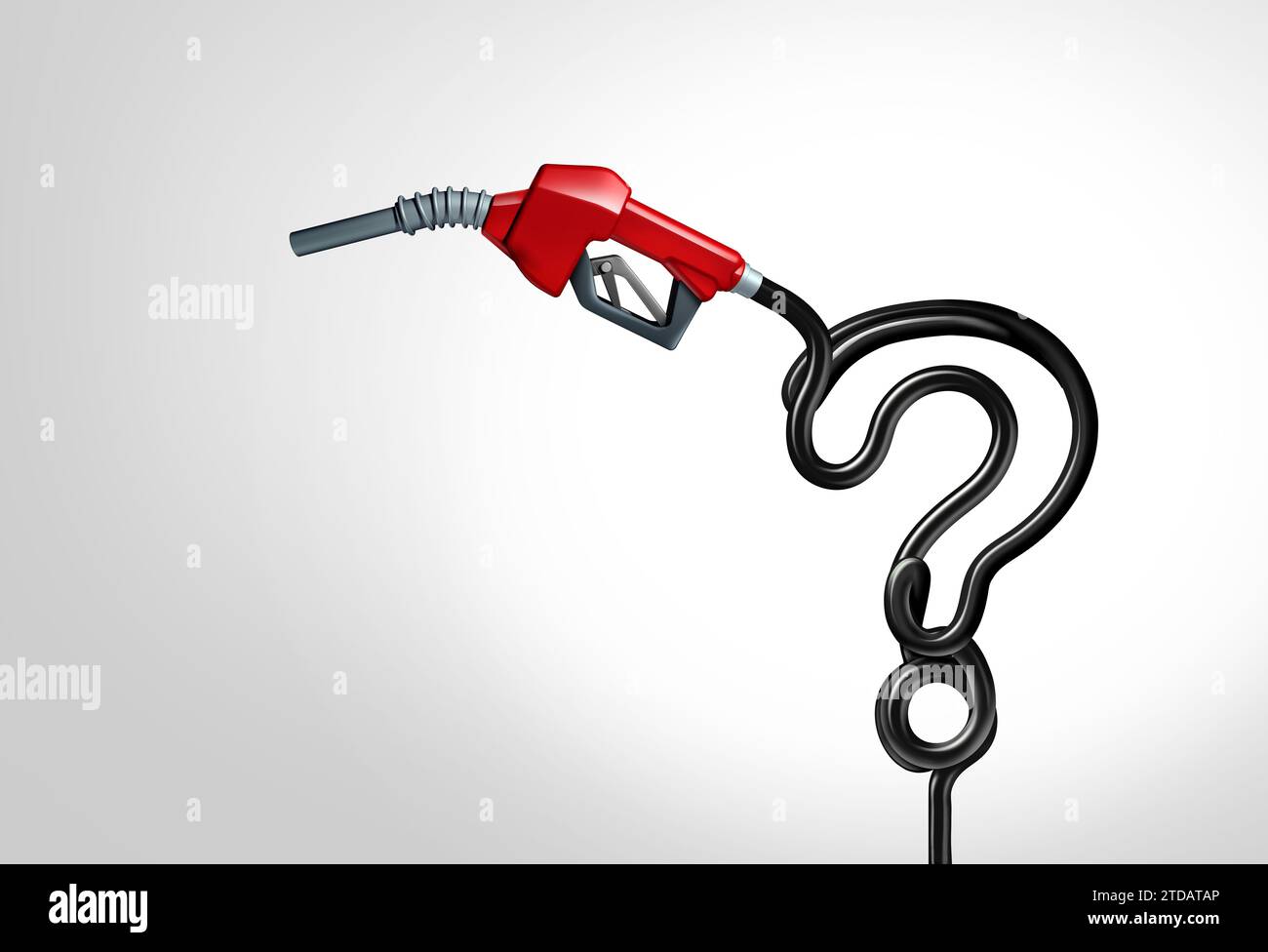 Gasfragen und Benzinkonzept als fossile Brennstoffe vergasende Pumpenfrage, die Transportentscheidungen mit steigendem oder fallendem Anstieg darstellt Stockfoto