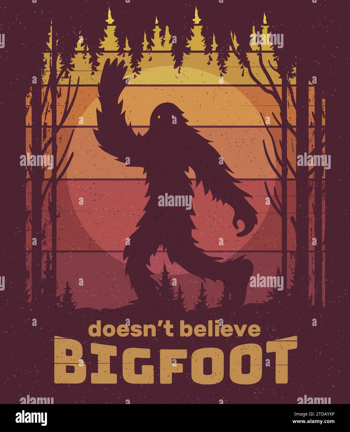 Bigfoot-Poster. Fantasy großes Pelztier Vektor-Plakatschablone mit Platz für Text Stock Vektor