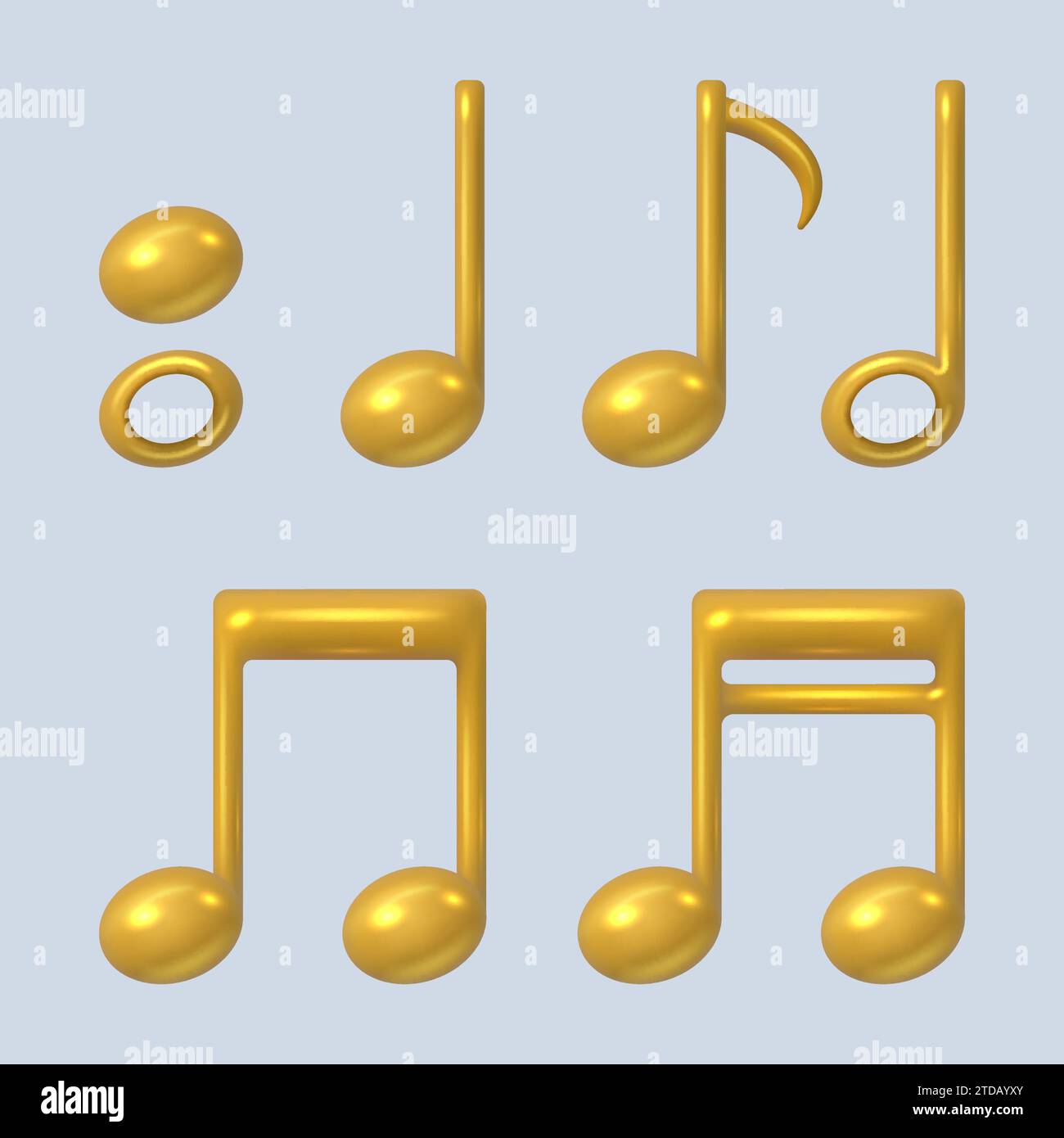 Musiknoten. Goldene Musiksymbole in realistischem Stil anständige Vektorvorlagen Set Stock Vektor