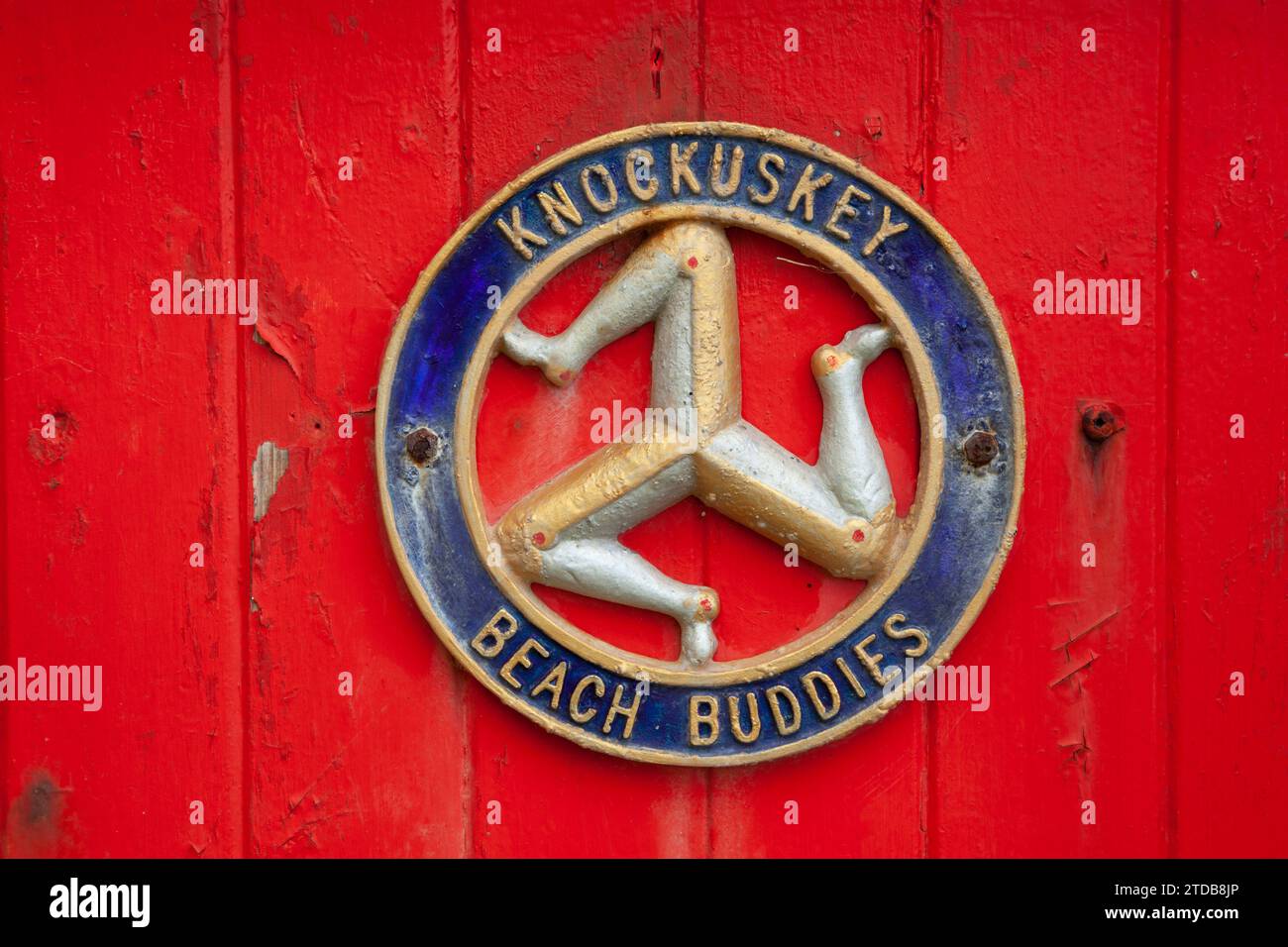 Türdetails aus einem Fischerhäuschen in Niarbyl. Isle of man, Großbritannien. Stockfoto