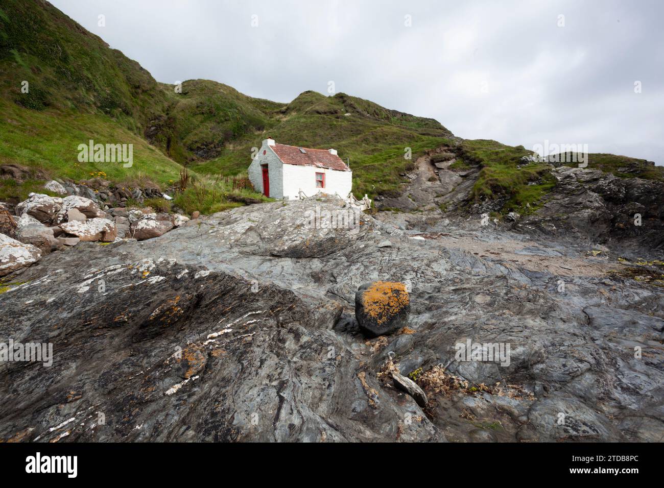 Fishermans Cottage in Niarbyl. Isle of man, Großbritannien. Stockfoto