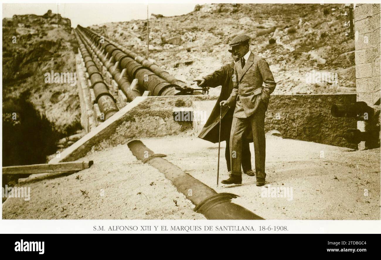 Besuch von Alfonso XIII. Und des Marquis von Santillana zum Navallar