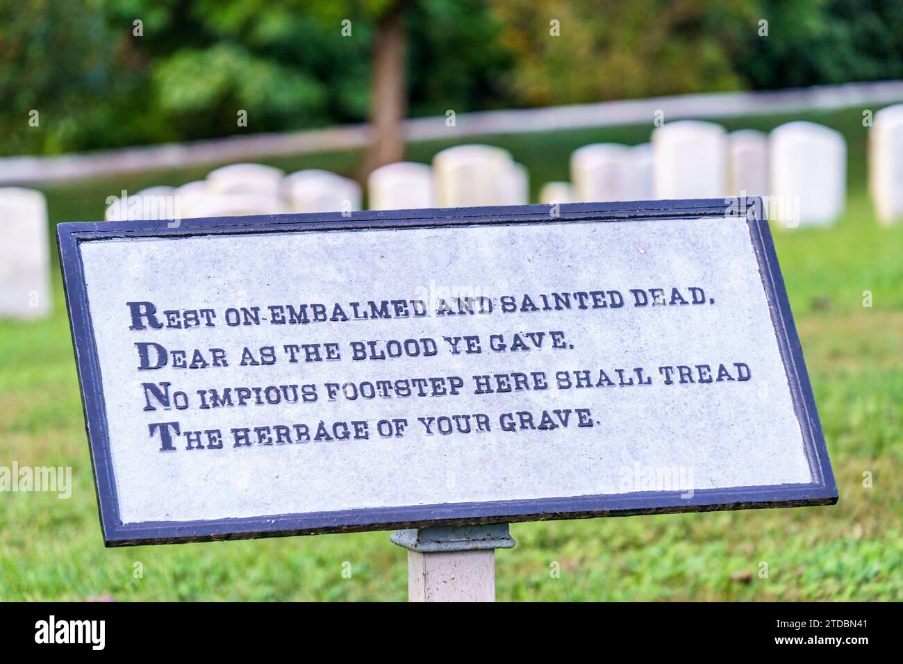 Bivouac des toten Gedichts auf dem Fort Donelson National Cemetery in Dover, Tennessee. Stockfoto