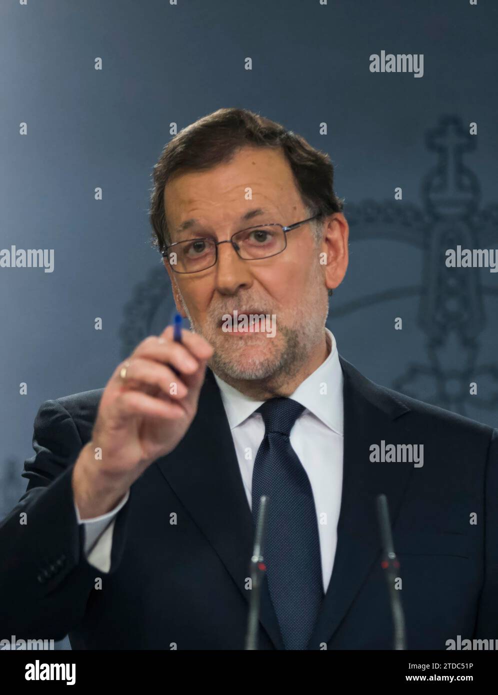 Madrid, 25.10.2016. Pressekonferenz des amtierenden Präsidenten Mariano Rajoy nach seinem Treffen mit Felipe VI Foto: Ángel de Antonio ARCHDC. Quelle: Album / Archivo ABC / Ángel de Antonio Stockfoto