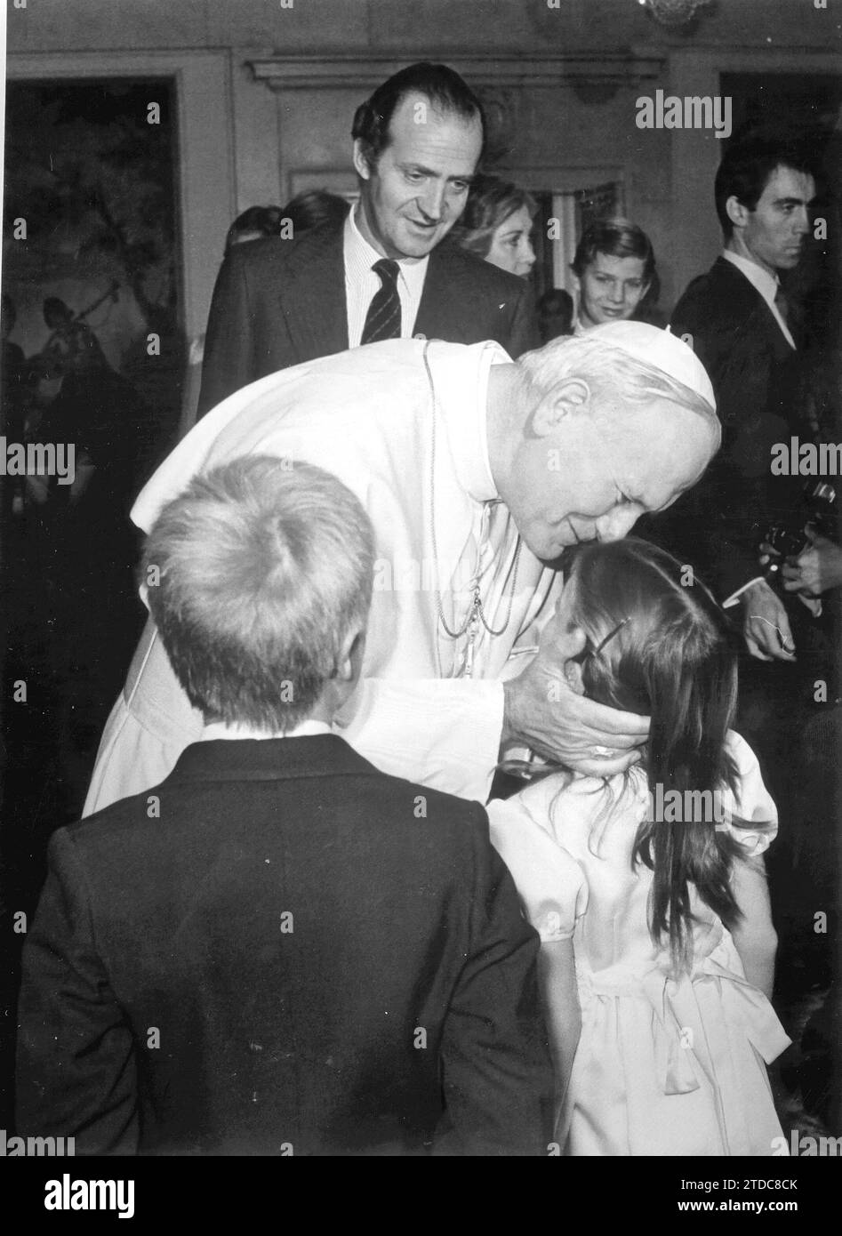 11/01/1982. Johannes Paul II. Besucht die königliche Familie im Palast von Zarzuela. Quelle: Album / Archivo ABC / Manuel Sanz Bermejo Stockfoto