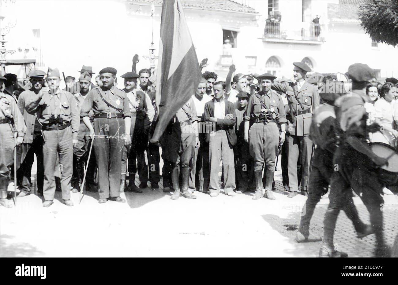 Bilder des Bürgerkriegs, 1937: Ankunft der Truppen in Aracena. Quelle: Album / Archivo ABC / Ángel Gómez Gelan Stockfoto