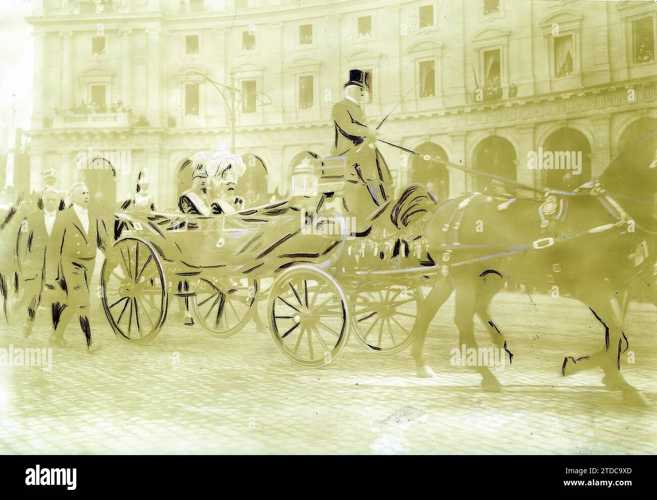 11/28/1906. Rom - Könige Georg von Griechenland und Victor Emmanuel bei der Ankunft des Ersten nach Rom. Quelle: Album/Archivo ABC Stockfoto