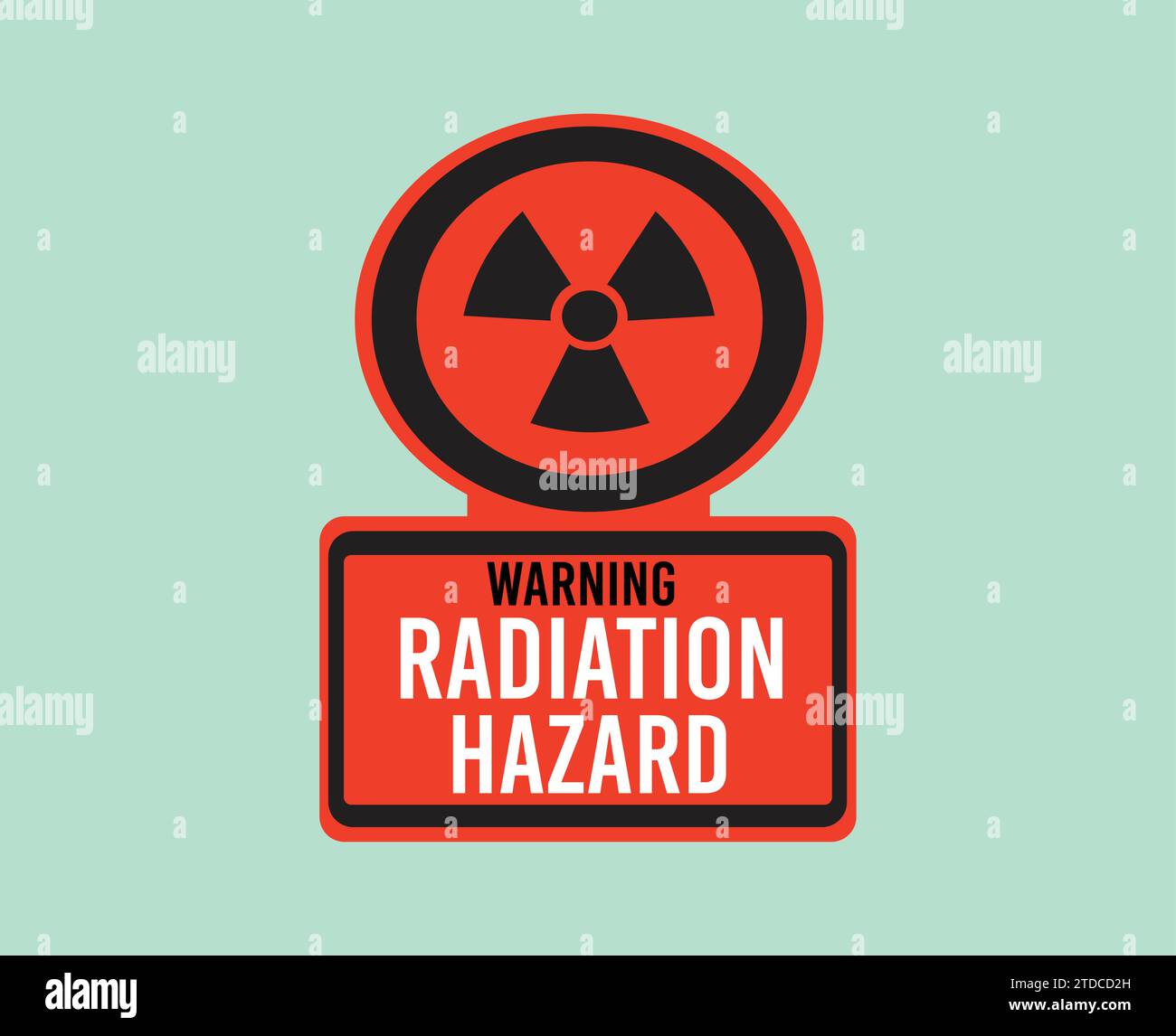 Warnschild für Strahlengefahr in rot-schwarz. Vektoraufkleber für nukleare Fallout-Gefahr isoliert. Stock Vektor