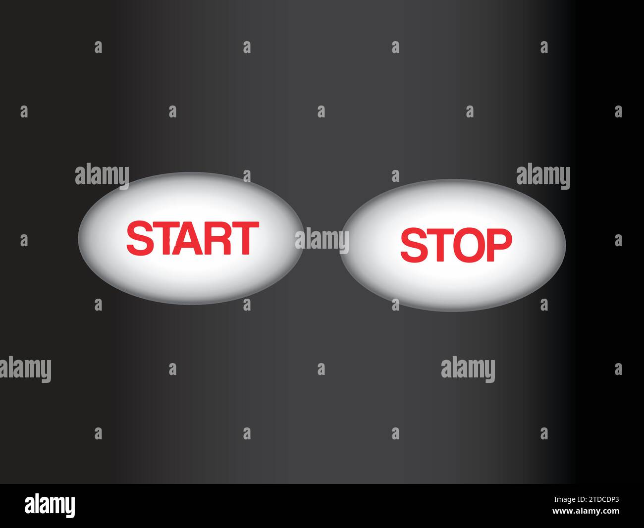 Symbole für Start- und Stopp-Taste. Vektordarstellung isoliert Stock Vektor
