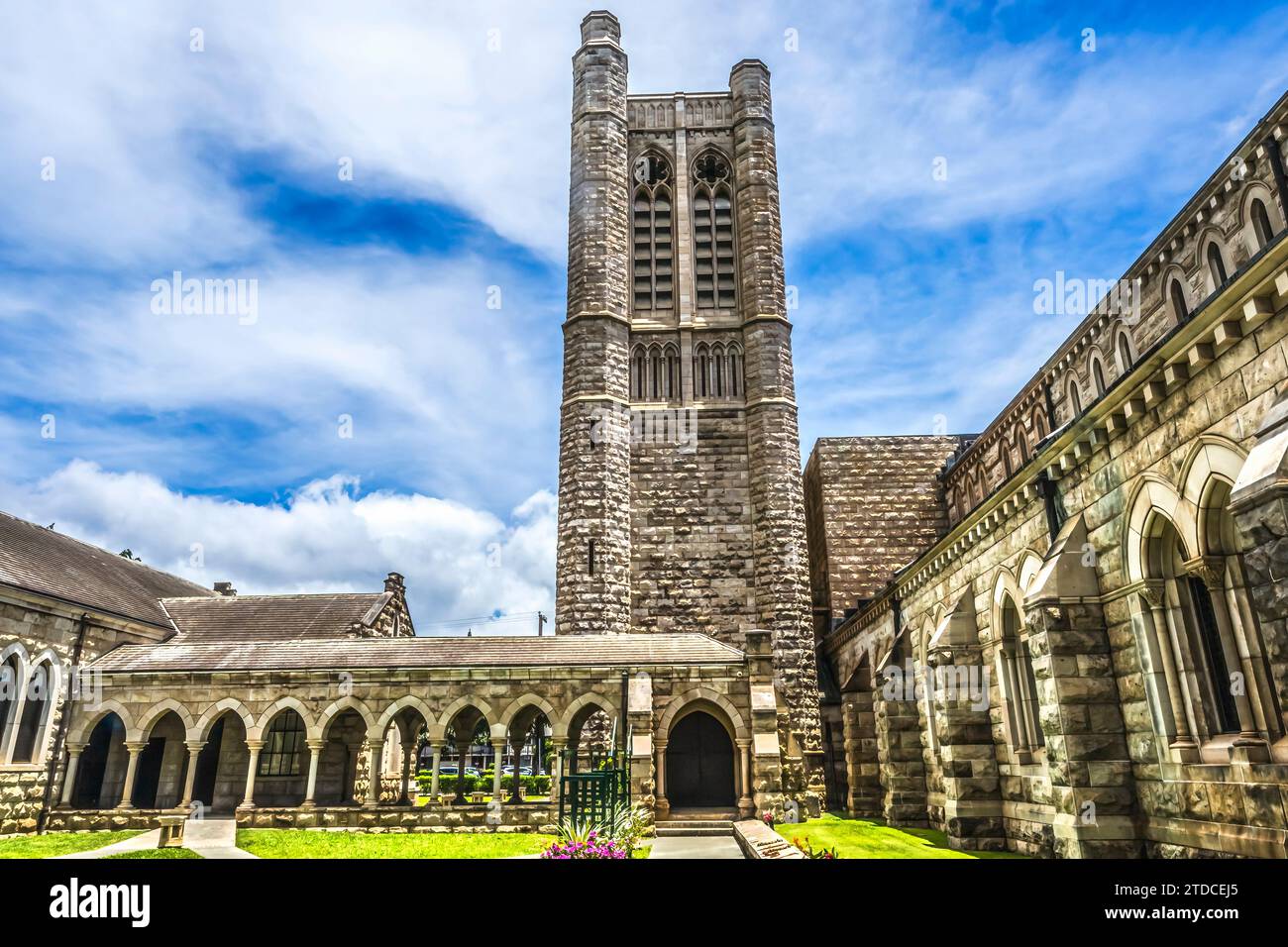 St. Andrew Episcopal Cathedral Church Honolulu Oahu Hawaii. Gegründet 1857 von König Kamehameha V. Stockfoto
