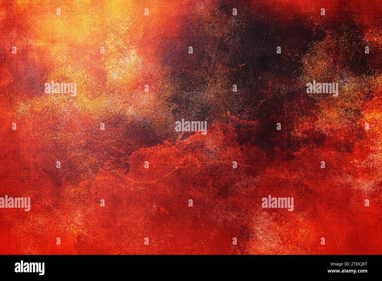 Abstrakte Textur Ölgemälde auf Leinwand in orange, schwarz und gelb, Hintergrund. Künstlerisches Hintergrundbild. Abstrakte Malerei auf Leinwand. Kontemp Stockfoto