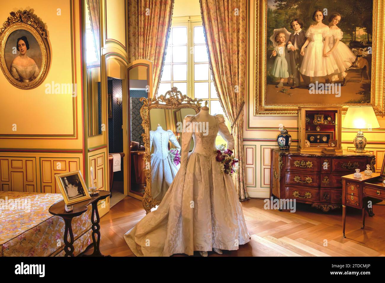 Schlafzimmer im Chateau de Cheverny; Loire-Tal, Frankreich Stockfoto