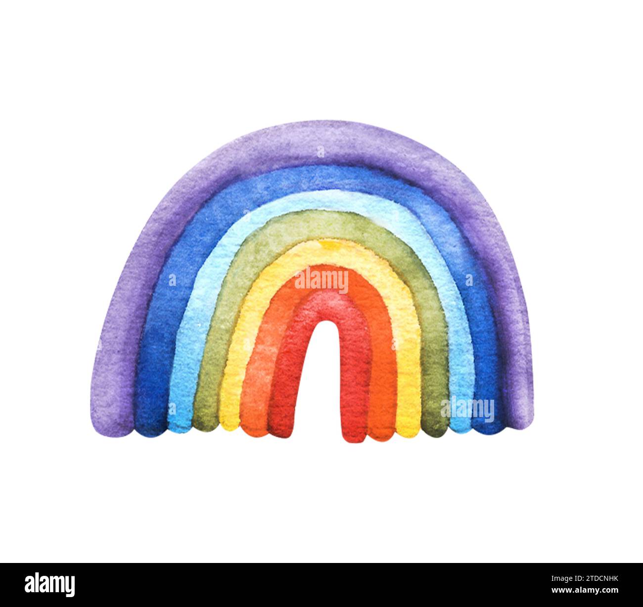 Aquarell handgezeichnete Regenbogen-Illustration. Perfekt für kreative Projekte, von Postkarten und Postern über Webdesign, Geburtstag, Stolz-LGBT-Party, Logo Stockfoto