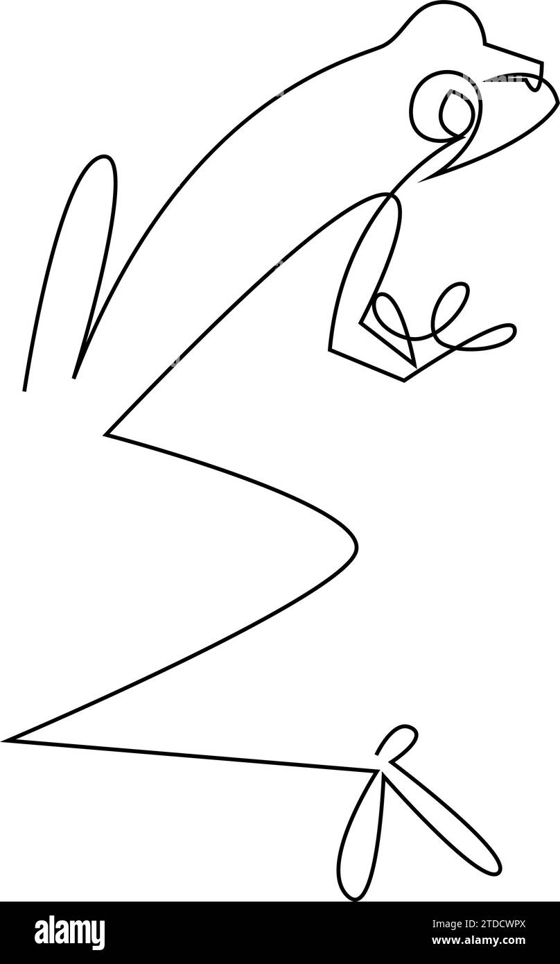 Durchgehende Linienzeichnung von Baumfrosch. Wildlife Concept One Line Art. Minimalistischer Stil Tiervektor Illustration durch eine einzelne Linie gezeichnet Stock Vektor