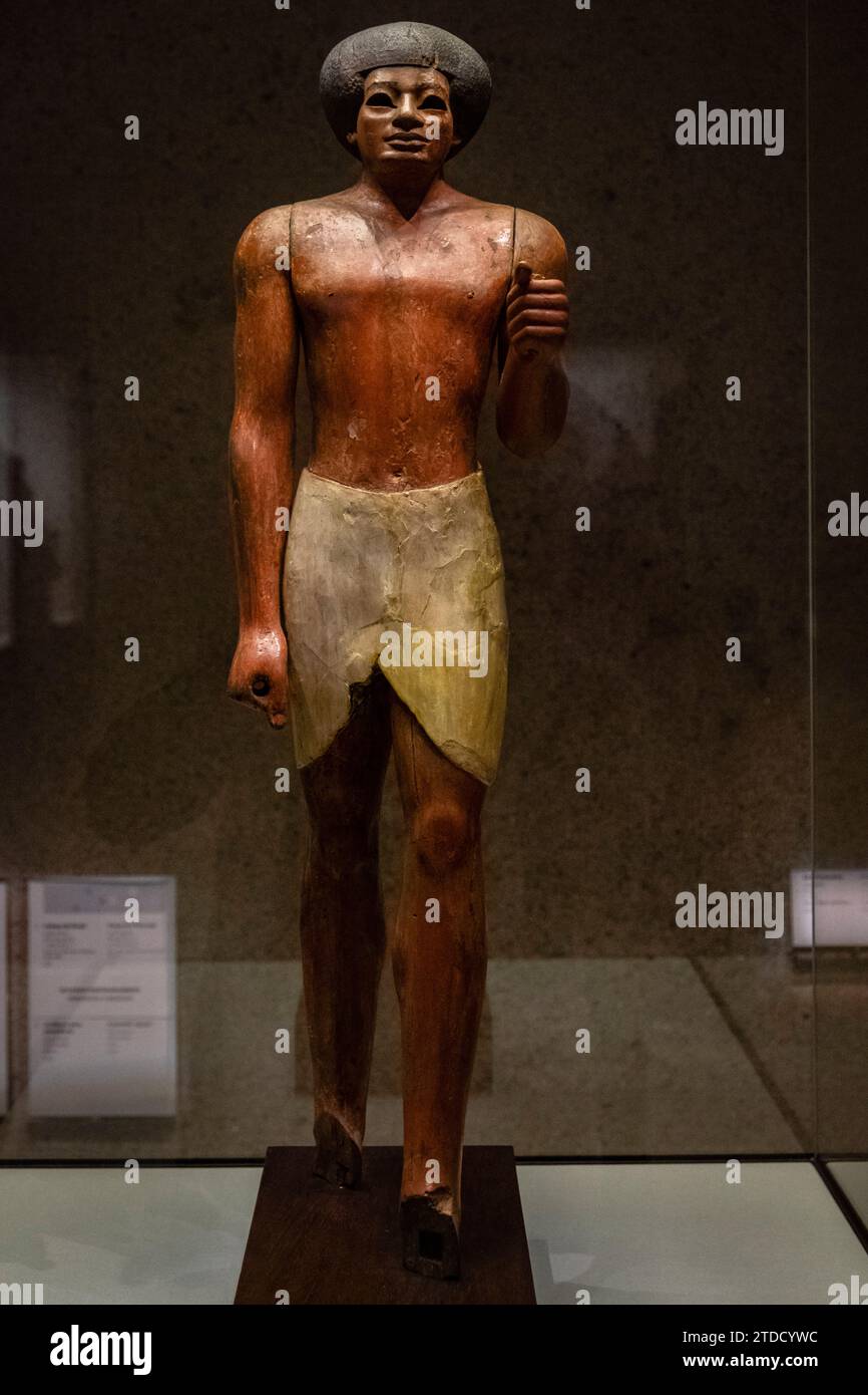 Estatua funeraria, Imperio Medio de Egipto, XI dinastia, 2000 a. Chr., madera de ebano policromada, Fundación Calouste Gulbenkian, («Fundação Calouste Stockfoto