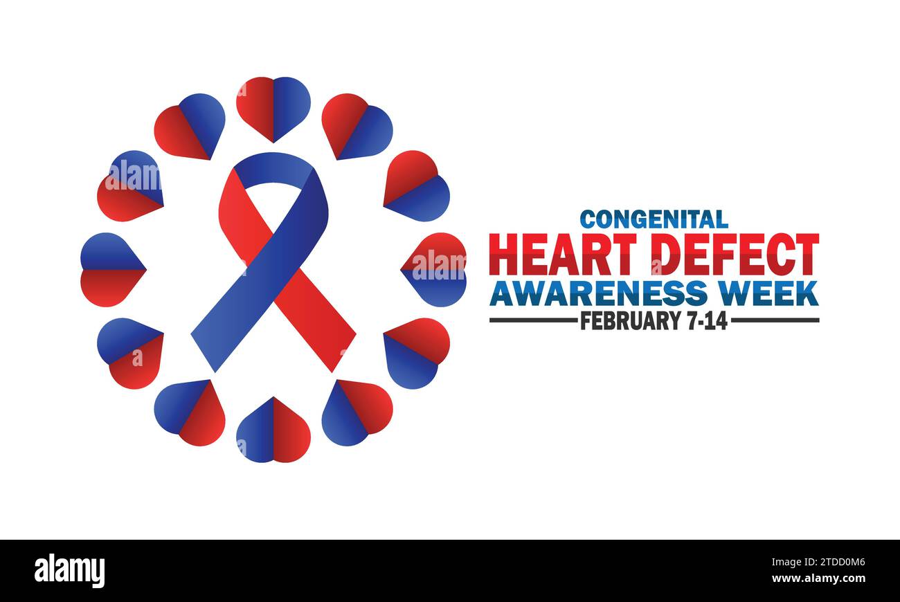 Angeborene Herzfehler-Bewusstseinswoche. Bis 14. Februar. Urlaubskonzept. Vorlage für Hintergrund, Banner, Karte, Poster mit Textbeschriftung. Vektor Stock Vektor