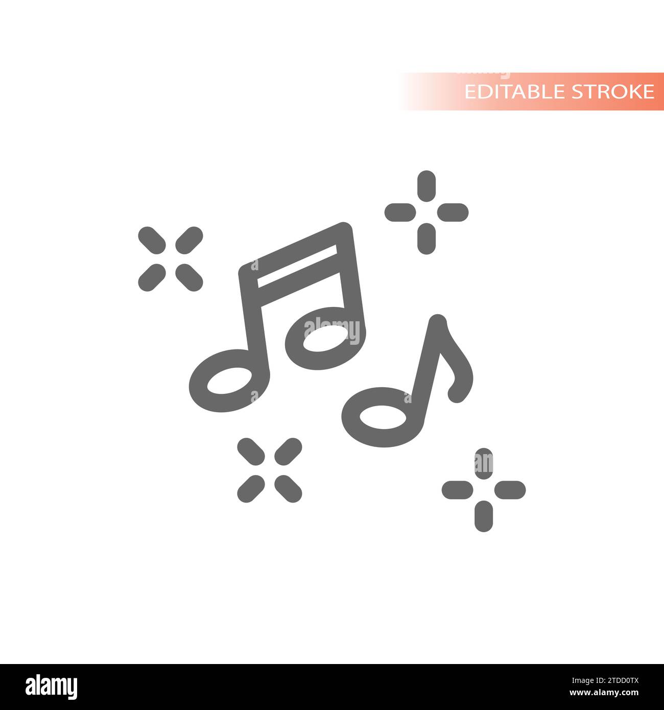 Musiknoten, Melodie und Liedvektorsymbol. Symbol für die Musikkontur. Stock Vektor