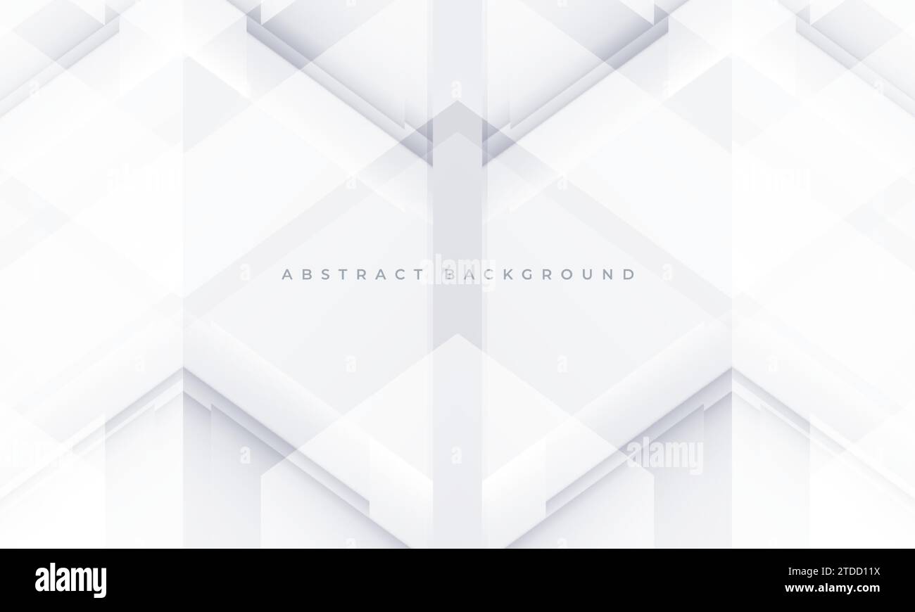 Weißer und weicher grauer abstrakter 3D-Spielhintergrund. Weißes abstraktes, geometrisches, modernes Bannerdesign. Vektorabbildung Stock Vektor
