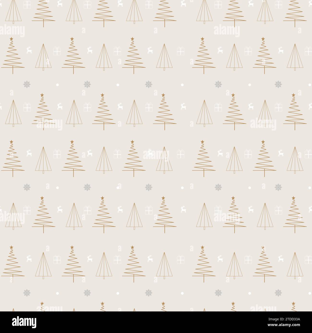 Nahtloses Muster des Weihnachtsbaums auf beigefarbenem Farbhintergrund, Vektordesign, für Geschenkverpackungspapier Stock Vektor