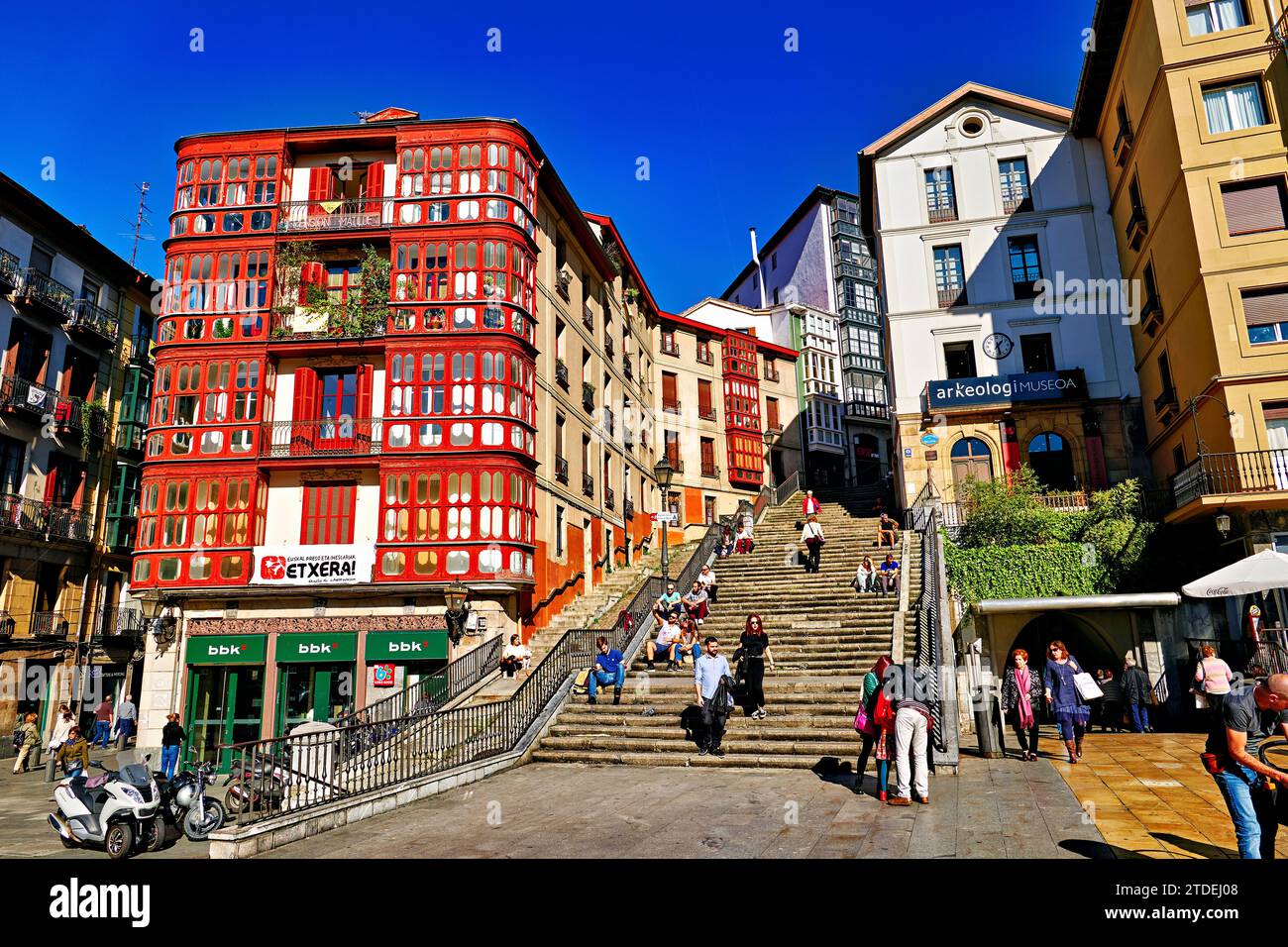 Bilbao Biscaya Spanien. Treppen in der Altstadt Stockfoto