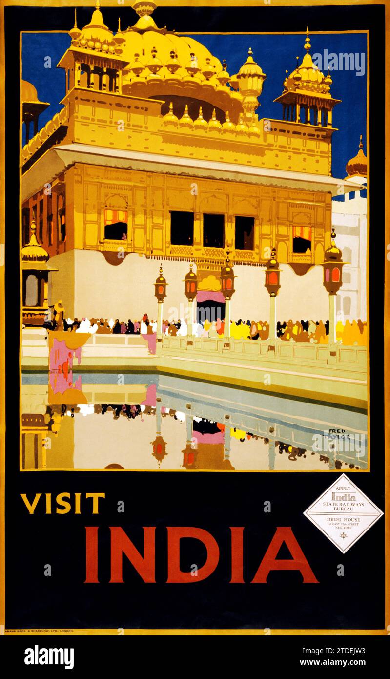 Besuchen Sie Indien, Reiseposter, India State Railway Bureau, CA. 1935 Stockfoto