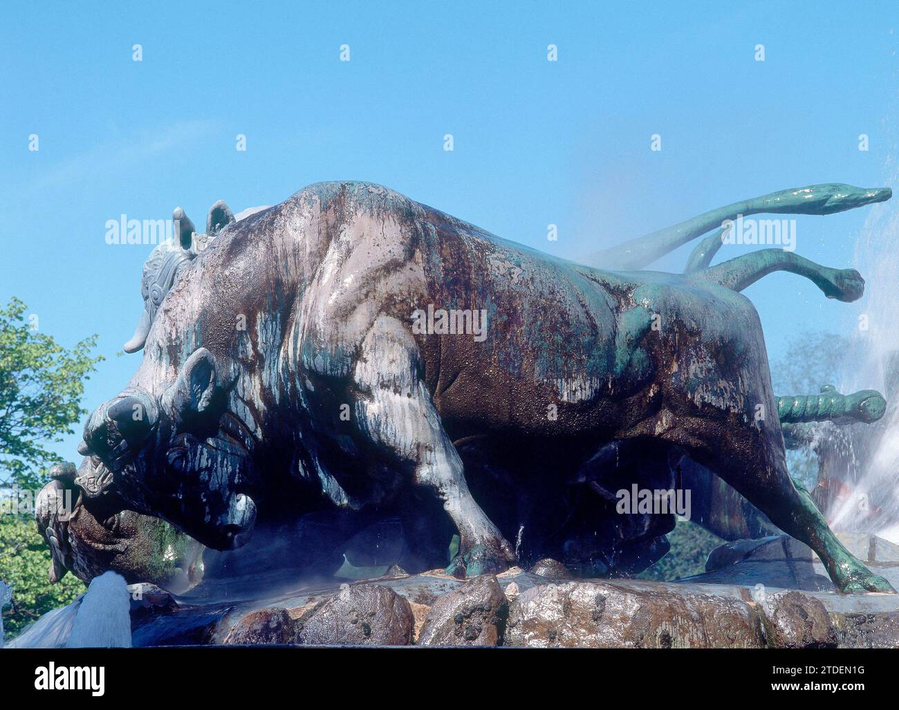 DETALLE DE LOS BUEYES DE LA FUENTE DE GEFION - 1908 - FOTO AÑOS 00. Lage: AUSSEN. KOPENHAGEN. DÄNEMARK. Stockfoto