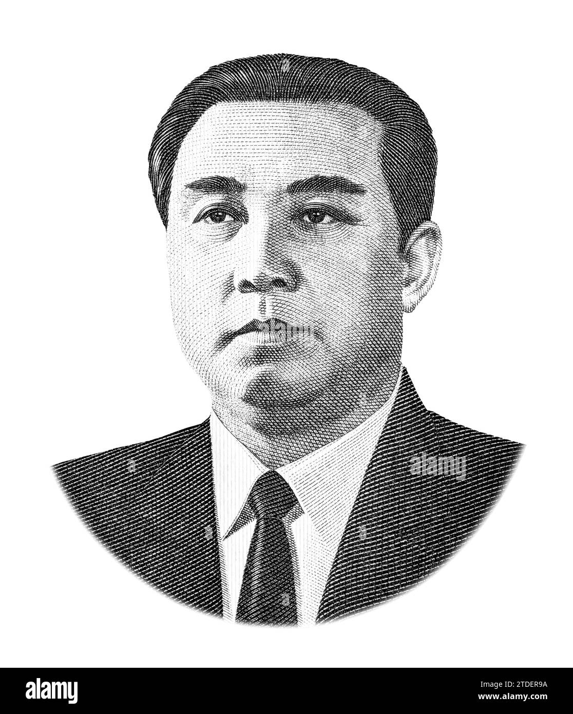 Kim Il Sung (1912-1994). Porträt von nordkoreanischen Banknoten. Koreanischer Politiker und Gründer Nordkoreas Stockfoto