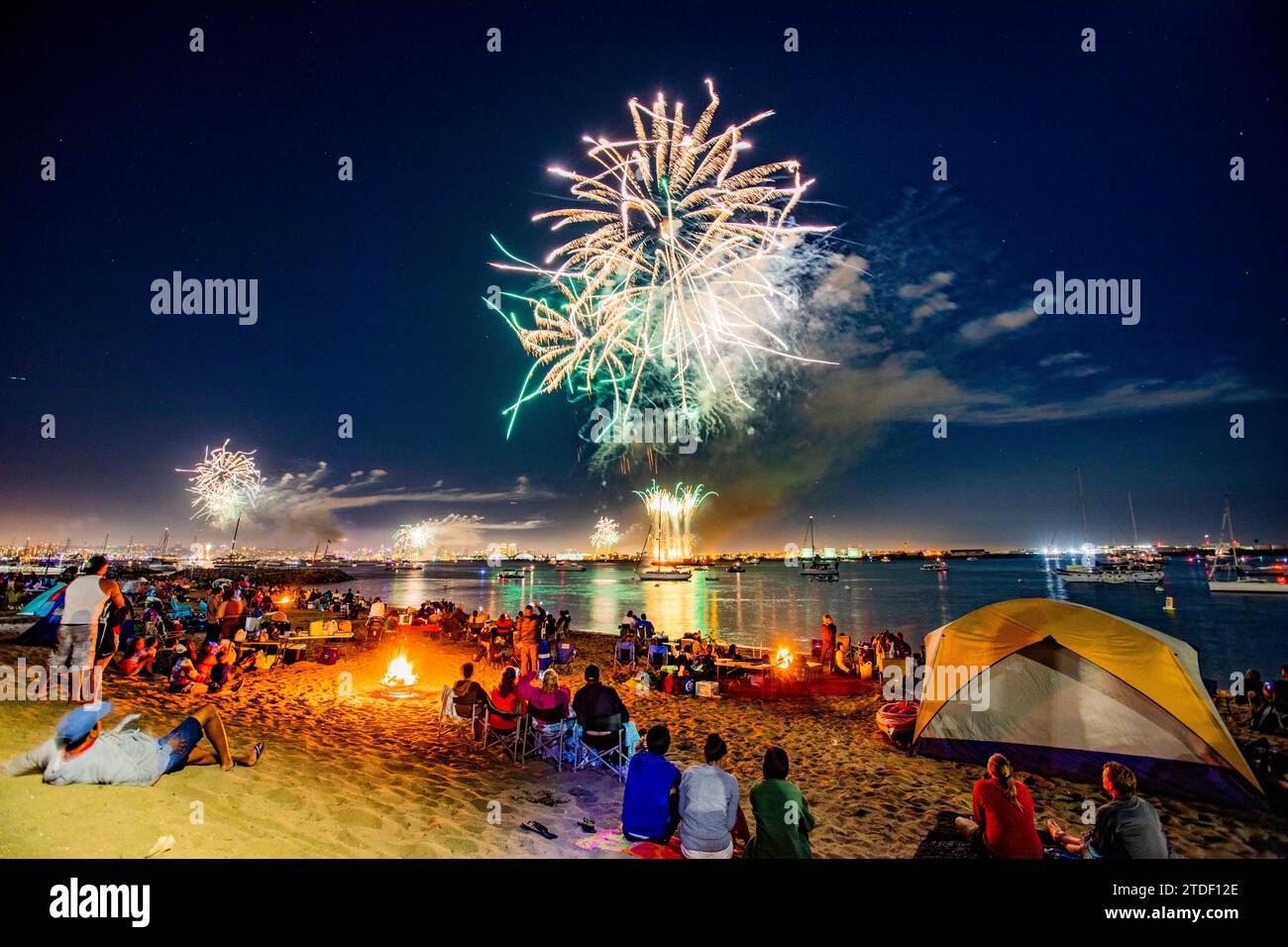 Feuerwerk von Shelter Island in San Diego, Kalifornien, USA, Nordamerika Stockfoto
