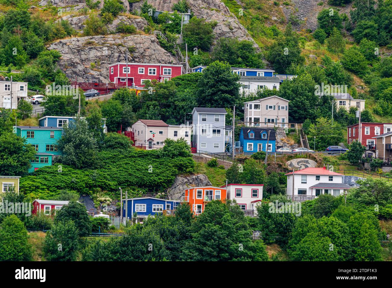 Farbenfrohe Häuser, St. John's, Neufundland, Kanada, Nordamerika Stockfoto
