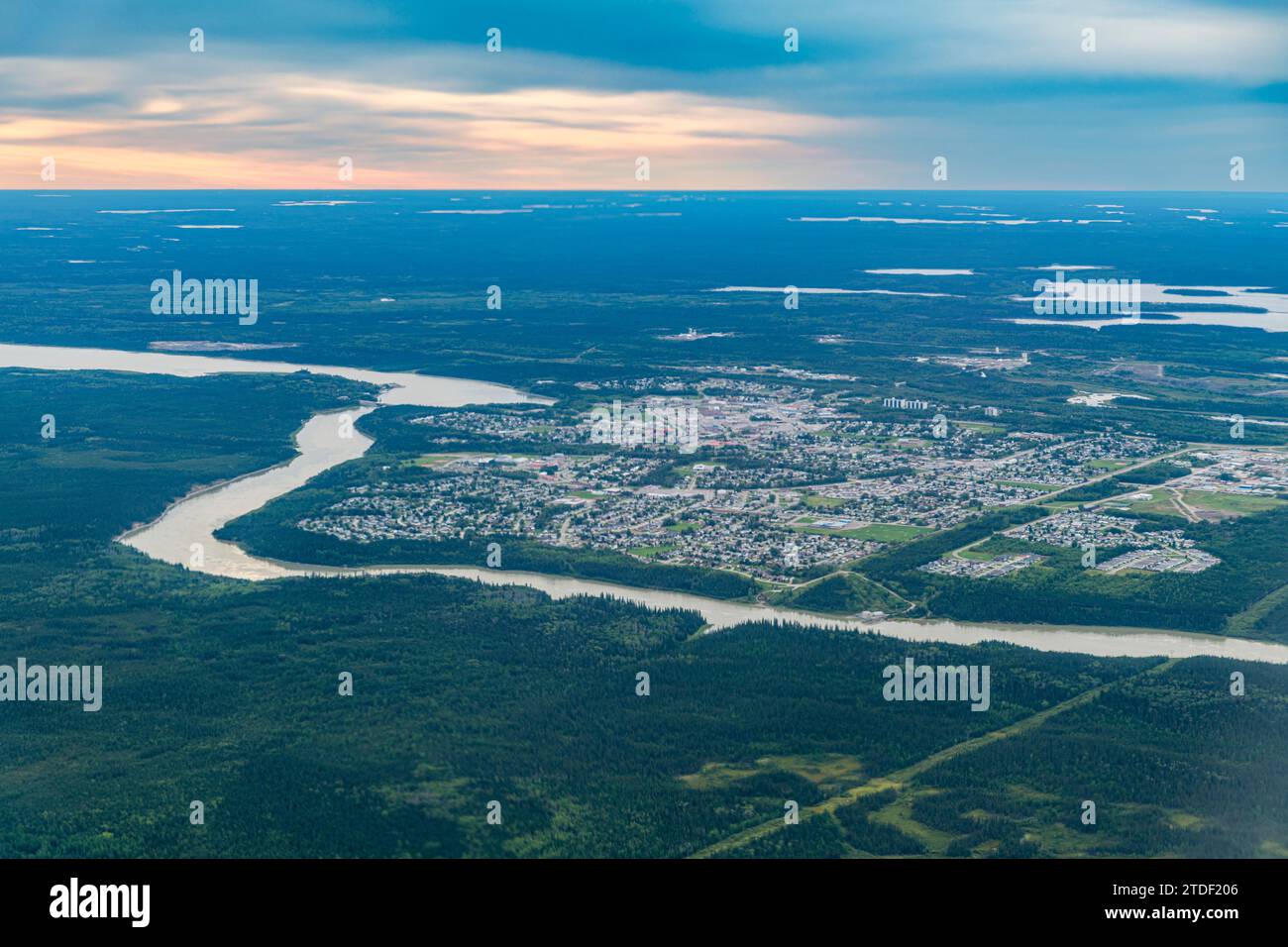 Luftaufnahme von Thompson, Manitoba, Kanada, Nordamerika Stockfoto