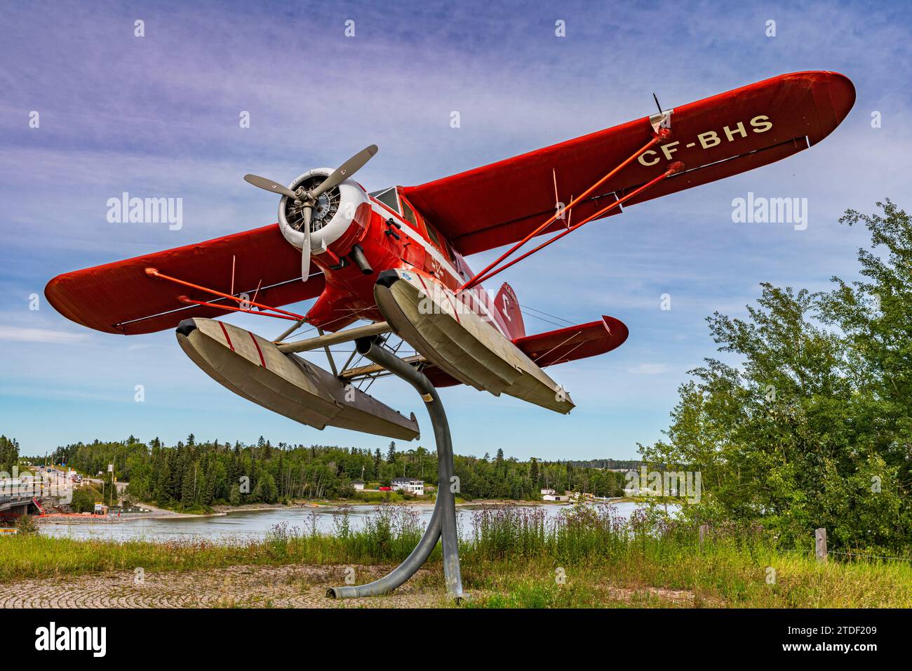 Seaplane Monument, Thompson, Manitoba, Kanada, Nordamerika Stockfoto