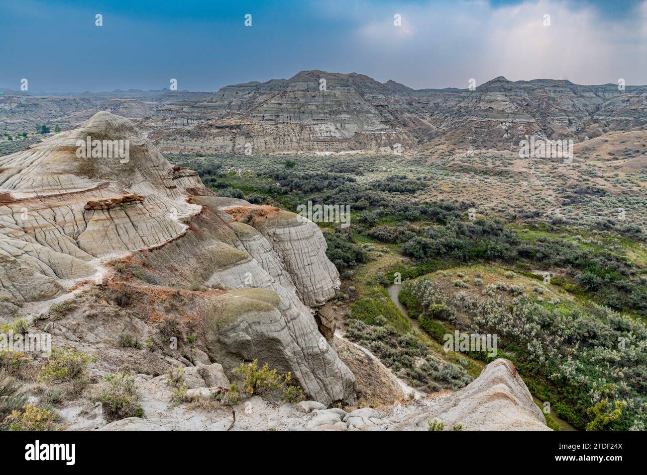 Erodierte Landschaft im Dinosaur Provincial Park, UNESCO-Weltkulturerbe, Alberta, Kanada, Nordamerika Stockfoto