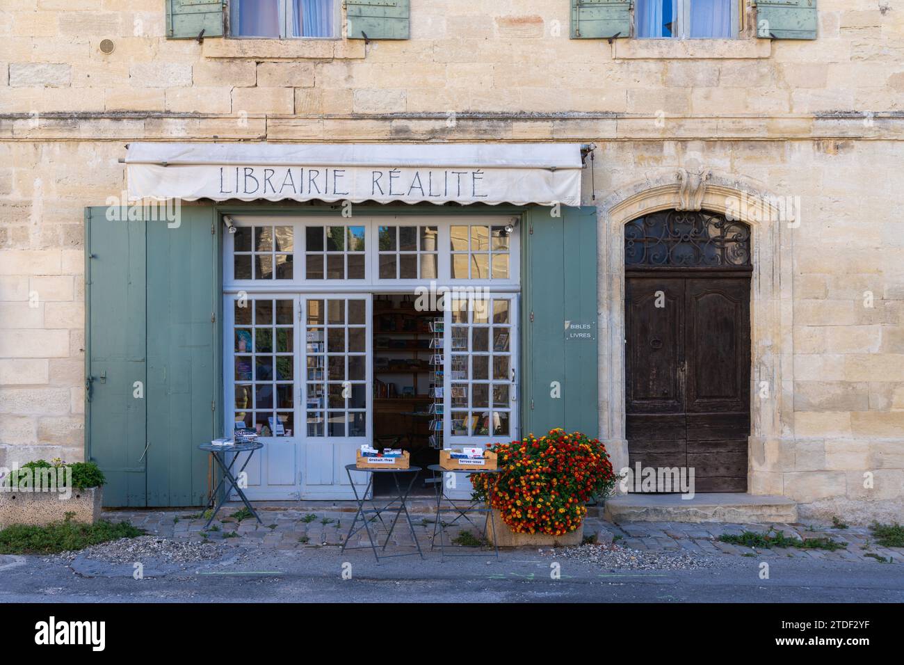 Buchhandlung in Uzes, Gard, Provence, Frankreich, Europa Stockfoto