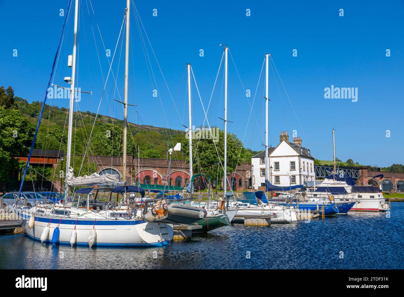 Bowlinghafen, Lower Basin, Forth and Clyde Canal, Bowling, West Dunbartonshire, Schottland, Vereinigtes Königreich, Europa Stockfoto