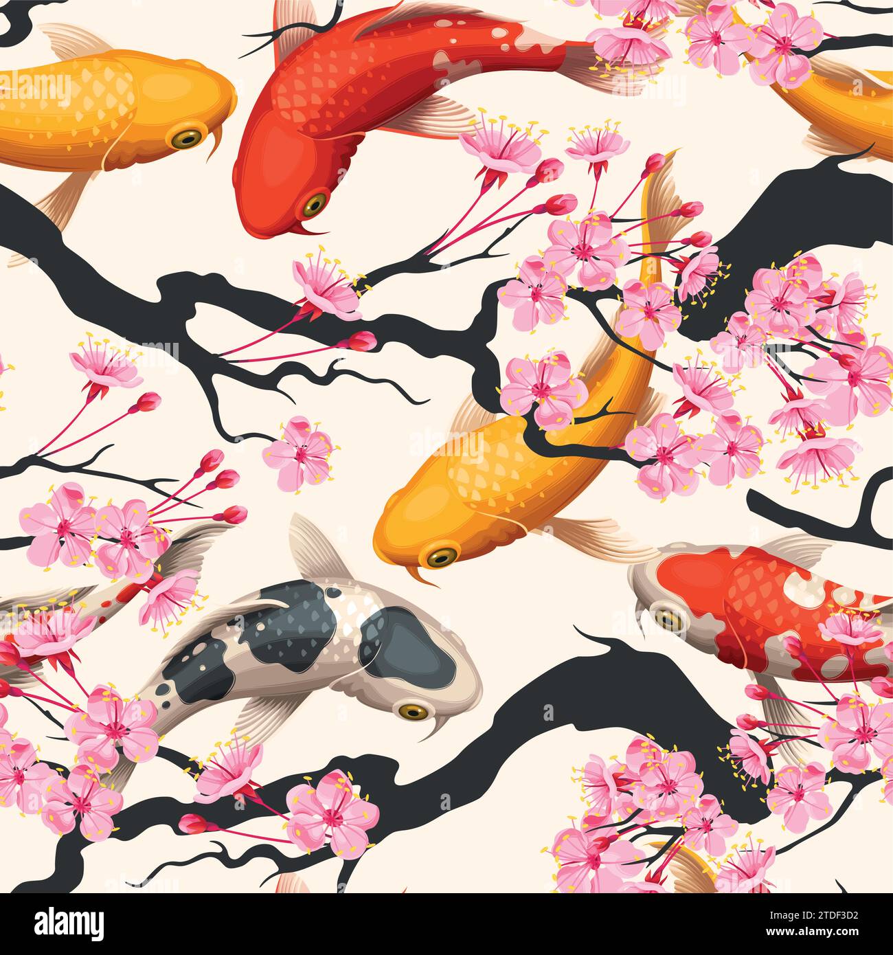 Koi-Fisch und Sakura nahtlos Stock Vektor