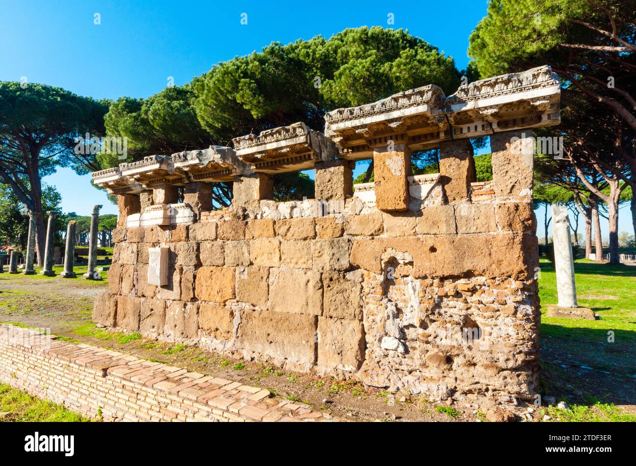 Theater, archäologische Stätte Ostia Antica, Ostia, Provinz Rom, Latium (Latium), Italien, Europa Stockfoto