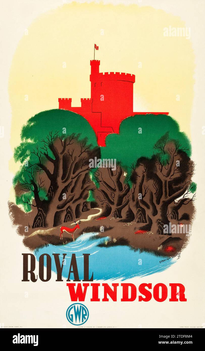 Royal Windsor Travel Poster (Great Western Railway, 1935). Poster - Kunstwerk von Edward McKnight Kauffer Stockfoto