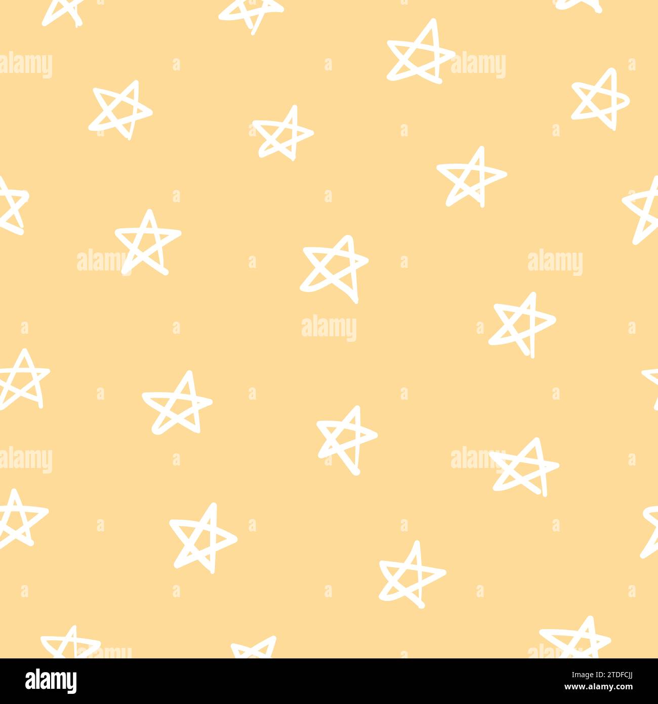 Nahtloses Muster handgezeichneter Sterne im kindlichen Stil. Doodle Star Ornament. Vektorabbildung Stock Vektor
