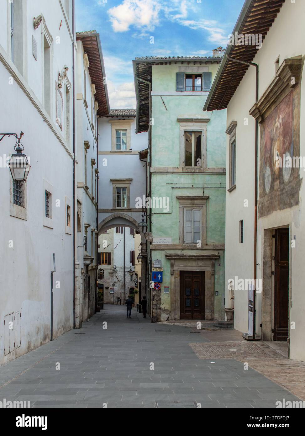 Spoleto, Italien - eines der schönsten Dörfer in Mittelitalien, bietet Spoleto eine wunderbare Altstadt mit engen Gassen und Gassen Stockfoto