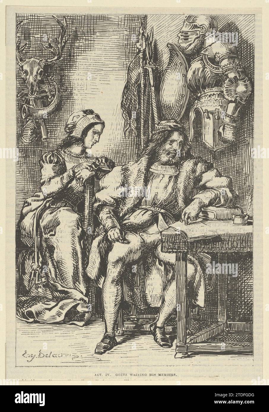 Goetz von Berlichingen schrieb seine Memoiren 1918 von Eugene Delacroix Stockfoto