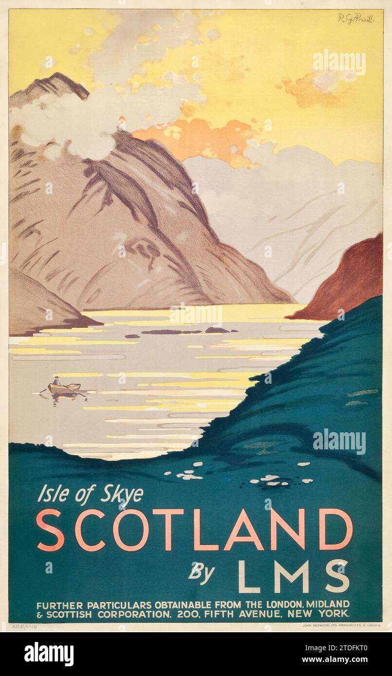 Scotland Isle of Skye Travel Poster (LMS, 1933) RG Praill-Kunstwerk Stockfoto