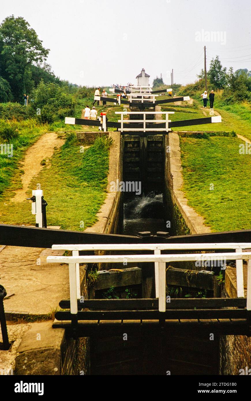 Foxton Locks, Grand Union Canal, Leicestershire, England, UK August 1973 Stockfoto