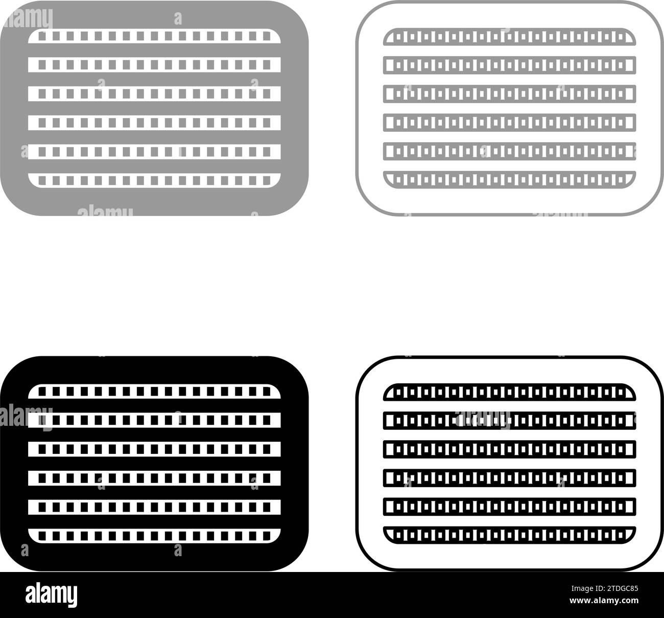 Autokühler Fahrzeugservice Autokühlerteile Detailkonzept Set Symbol grau schwarz Farbe Vektor Illustration Bild einfache Vollfüllung Umriss Kontur Linie dünn Stock Vektor