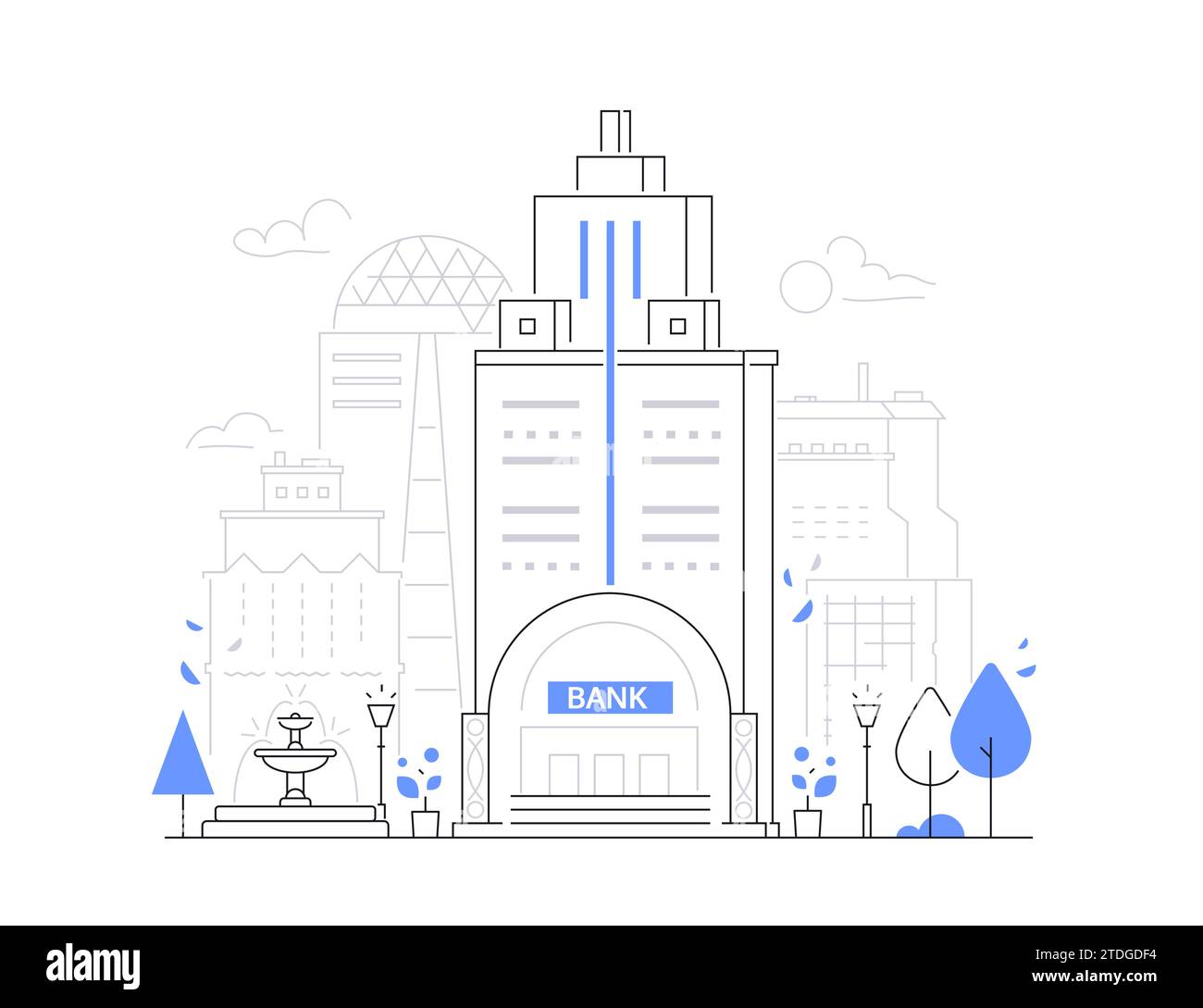 City Bank – Illustration im Stil eines modernen Liniendesigns Stock Vektor