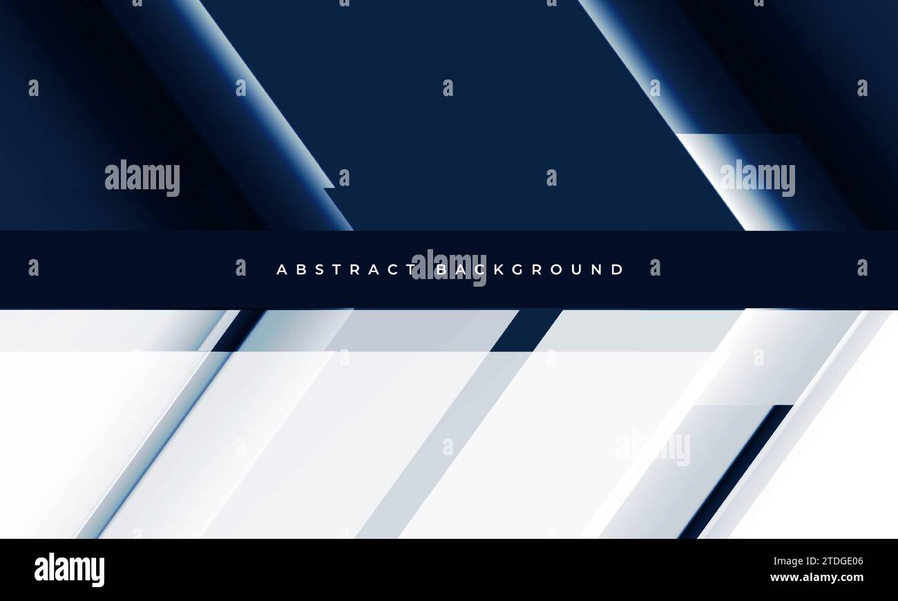 Dunkelblauer und weißer abstrakter 3D-geometrischer Hintergrund mit diagonalen Linien und Formen. Weiß-blaue Technologie futuristisches, modernes abstraktes Banner Stock Vektor