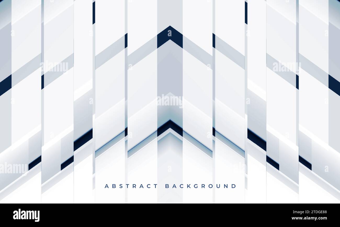 Weißer und dunkelblauer geometrischer 3D-Geschäftshintergrund mit abstrakten Pfeilen. Futuristisches, modernes, abstraktes Bannerdesign mit weißer Technologie. Vektor Stock Vektor