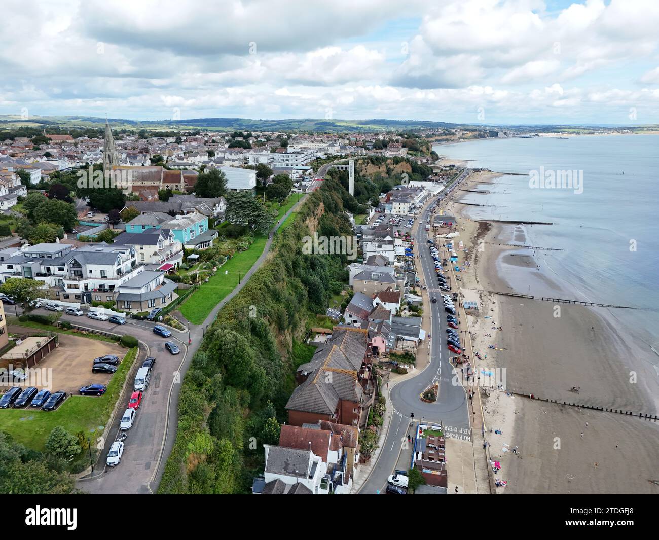 Klippen auf der Shanklin Isle of Wight, britische Drohne, Luft Stockfoto