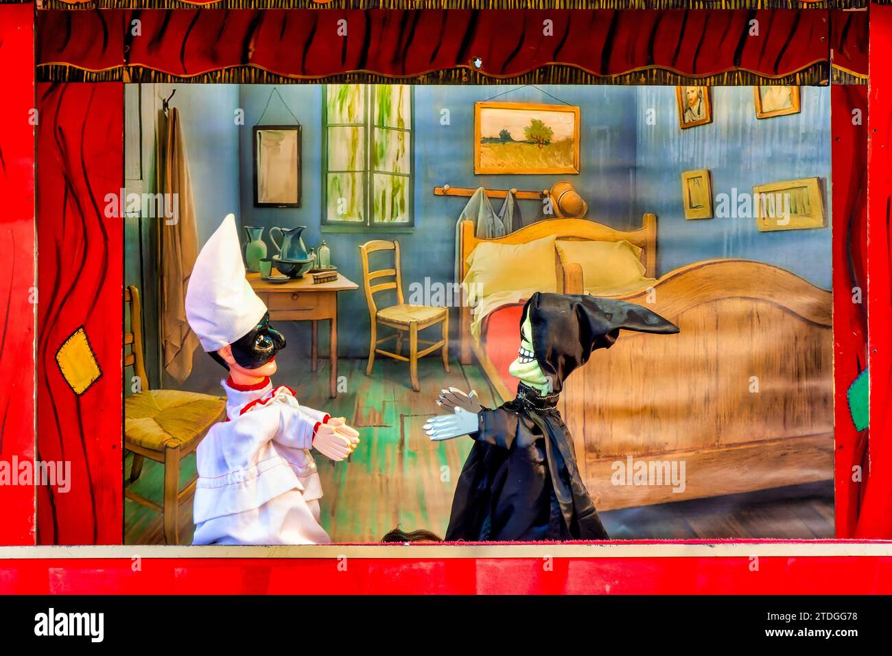 Pulcinella Handpuppe in einer traditionellen neapolitanischen Puppenspielshow Stockfoto